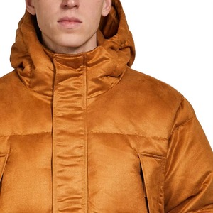 Veste bulle en nylon matelassée d'hiver pour hommes, vestes bouffantes à capuche amovibles brillantes, au prix de gros - Product Image 6