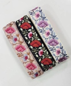 Cinta bordada personalizada con flores multicolor, ideal para reventa por diseñadores de molduras e ideal para fabricantes de lazos - Product Image 4