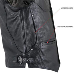 เสื้อกั๊กหนังแท้สำหรับผู้ชายแบบพรีเมี่ยมเสื้อกั๊กสำหรับนักขี่จักรยานหนังวัวแท้เสื้อกั๊กสำหรับขี่มอเตอร์ไซค์เสื้อกั๊กออกแบบโลโก้ได้ตามต้องการ - Product Image 6