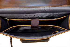Porte-documents en cuir véritable pour homme, design classique à panneaux, fermeture à rabat, sacoche d'affaires portable, toutes saisons - Product Image 4