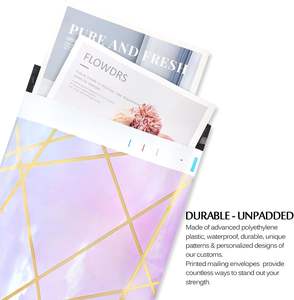 Bolsas de polietileno 25x33cm con cierre autoadhesivo, impermeables, resistentes a desgarros, duraderas, 2.3M, color morado con líneas geométricas doradas - Product Image 2