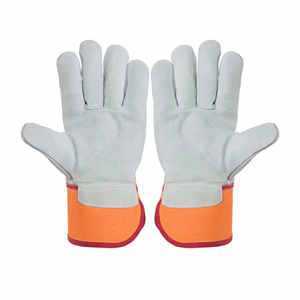 Leather Single Palm <b>Gloves</b> Cowhide Finish Durable Anti-slip Fireproof Anti-heat Single Palm <b>Gloves</b> - Product Image 4
