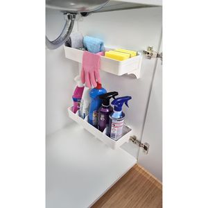 2025 nuevo diseño al por mayor 2 piezas multiusos adhesivo riel gabinete organizador deslizante cajón estante para cocina o baño - Product Image 2