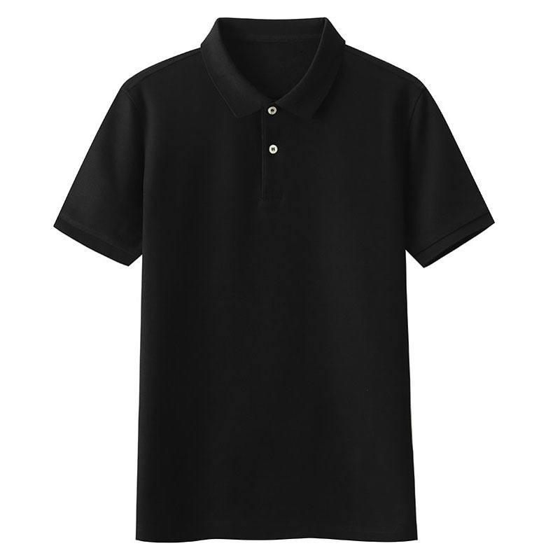 Solid black short-sleeved polo shirt