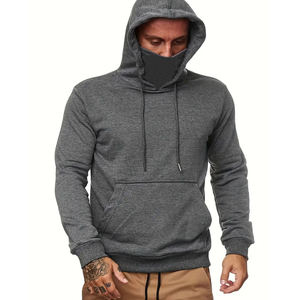 Casual Men's Plus Size Cropped Hoodie & Sweatshirt Stylish Fleece with Face Cover Best Fashion Plain Dyed gray hoodies - Product Image 1