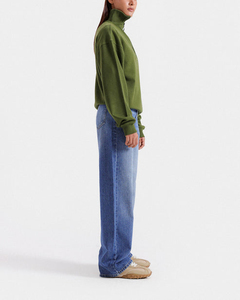 Sweat-shirt vert décontracté à col montant pour femme, coupe ample et décontractée, style athleisure, chaud, idéal pour l'hiver, personnalisable OEM - Product Image 4