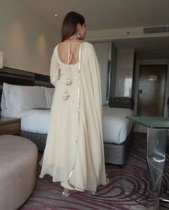 Ensemble de robe de soirée indienne et pakistanaise pour femmes, en georgette, séchage rapide, avec magnifique dupatta et pantalon, pour occasions spéciales, coupe classique - Product Image 2