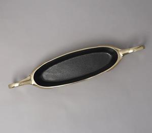 Bol de service décoratif en aluminium de couleur crème et or bol et plateau polis brillants de forme ovale de meilleure conception - Product Image 5