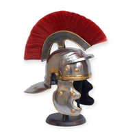 Cilalı Metal yanak muhafızları içeren kırmızı Plume UV baskılı zırh ile Modern roma Centurion kask