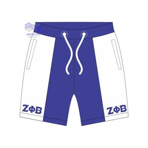 Pantalones Cortos de Lona Unisex Blancos y Azules de la Hermandad Zeta Phi Beta, 100% Algodón, Tejido Medio, Estilo Casual, Servicio OEM - Product Image 1