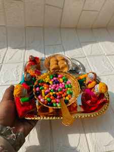 Rajstani ชุดถาดฮาโลวีนราชวงศ์ชุดชามช้อนเงินสีทองเมทัลลิกสำหรับการสำเร็จการศึกษา Diwali การตกแต่งโต๊ะรับประทานอาหารสำหรับวันแม่ - Product Image 4