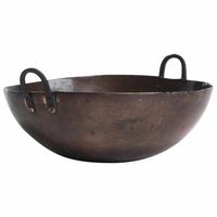 Wok traditionnel indien en métal Kadahi avec poignée en métal, fond en fonte, écologique, pour servir les aliments à la maison