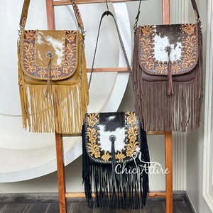 Bolso bandolera de piel de vaca auténtica de diseñador de lujo 2025, bolso de hombro de piel de vaca auténtica para mujer, suministro de fábrica al por mayor - Product Image 1