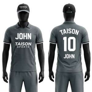 Mens <b>Cricket</b> Uniform 140g Interlock Polyester Short Sleeve Digital Print Blue <b>White</b> Custom Logo Embroidery Screen Print - Product Image 6
