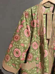 Kimono de algodón hecho a mano, Kimono Floral de algodón, albornoz ligero, de algodón suave Kimono, bata estampada en bloque, ropa de salón - Product Image 6