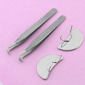 Pinzas para pestañas de 90 grados, aplicador de pestañas con punta de fibra, extensión de pestañas, pinzas para botas Maga, acero inoxidable Curvo - Product Image 4
