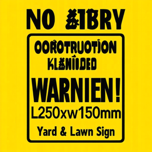 No Entry to Construction Site Warning Sign L250xW150mm Yellow/Black <b>Plastic</b> Yard & Lawn Sign - Product Image 2