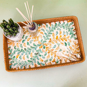 ชุดถาดรองหวายทรงสี่เหลี่ยมและสี่เหลี่ยมลายดอกไม้งานทอมือทำจากเวียดนาม - Product Image 2