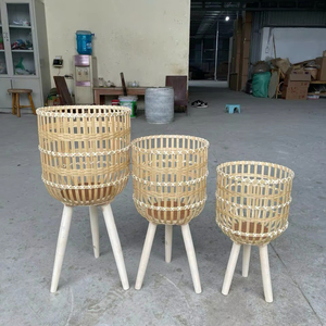 2024 artesanía de bambú de alta calidad diseño moderno cestas de almacenamiento jacinto de agua lavandería cocina decoración del hogar VGreen Art Direct - Product Image 1