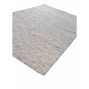 Tapis géométrique Abrash Adwv-13047 gris et noir en laine et viscose à tissage plat pour la maison, le couloir, le salon, le bureau des adolescents - Rectangulaire - Product Image 2