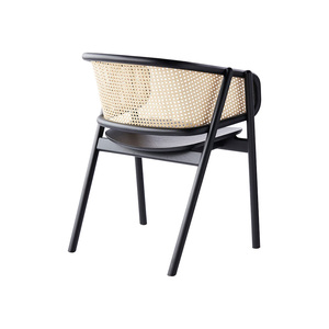 Chaise de salle à manger moderne en bois de teck massif avec dossier en rotin tissé pour intérieur et extérieur pour la maison, les meubles d'hôtel et les appartements - Product Image 3