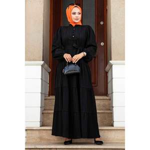 เสื้อผ้ามุสลิมแบบดั้งเดิม sezen และเครื่องประดับชุดฮิญาบสีดำรายละเอียดหอยพัด - Product Image 2