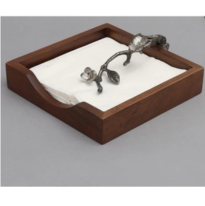 Classic Design Walnut Wood Natural Finished Napkin Holder Stylish Top Selling <b>Tabletop</b> Wooden Tissue <b>Storage</b> Use - Product Image 4