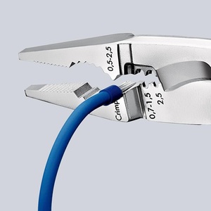Pince d'installation électrique KNIPEX 200 mm VDE chromée avec poignées multi-composants et ressort d'ouverture pour la pêche - Product Image 6