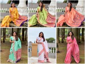 Original Maharashtrian Paithani Sarees Rich Weaved Meenakari Paithani Pallu Rose Gold Zari Woven Border Silk Saree - Product Image 5