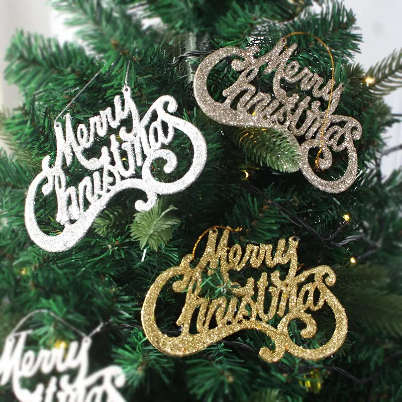Christmas Hanging Plastic MERRY CHRISTMAS Letter Decorations Christmas Trees with English Letter Party Supplies