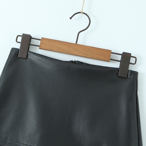 กางเกงขาสั้นสำหรับผู้หญิงกระโปรงสั้นหนัง PU สีดำเอวสูงไร้รอยต่อกางเกงขาสั้นหนังแท้สินค้ามืออาชีพ - Product Image 5