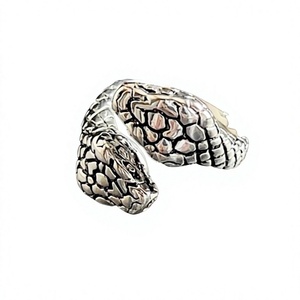 Detailed Gothic Style 925 Sterling <b>Silver</b> Snake Coil <b>Ring</b> with Prong <b>Set</b> Zircon Serpent Wrap Band for Unisex Dark Aesthetic Fans - Product Image 1