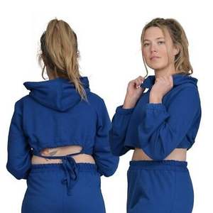 Sudaderas con Capucha Corta para Mujer, de Algodón y Felpa, Estilo Deportivo, Bordadas, Holgadas - Product Image 2