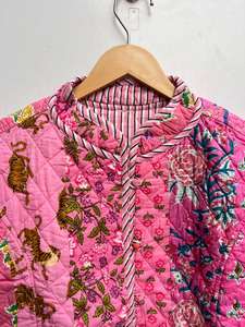 Chaqueta de retazos de algodón acolchado Burfi Unisex hecha a mano India recién llegados estilo bohemio abrigo de invierno de ganchillo botones otoño - Product Image 4