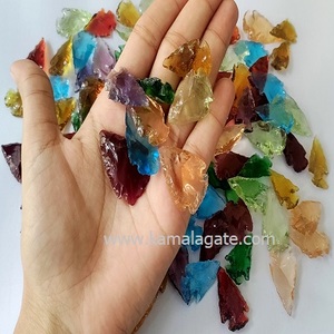 Pierre verre pointe de flèche pierres précieuses artisanat couleurs assorties obsidienne agate et pointes de flèches en verre tricotées à la main styles de mascotte en gros - Product Image 2
