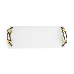 Elégant plateau de service en marbre blanc avec poignées en émail de fleurs sauvages dorées Décoration intérieure décorative de luxe pour les mariages Prix d'usine - Product Image 5