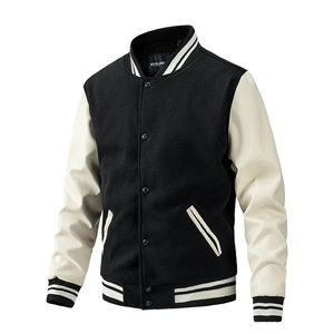 <b>Vintage</b> Wool Leather <b>Varsity</b> Bomber <b>Jacket</b> with Custom Print Baseball Style for Men - Product Image 4