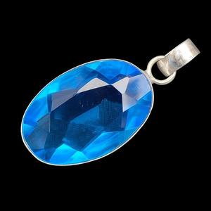 Pendentif en topaze bleue fait main, lunette en argent sterling 925, bijoux en pierres précieuses, collier élégant, cadeau pour elle - Product Image 6