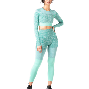 Women's Quick-Dry Seamless Yoga Set Reversible Sports Bra <b>Leggings</b> Breathable Athletic Fitness Tops Bottoms Solid <b>Pattern</b> XS - Product Image 2