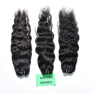 Extensiones de cabello humano ondulado Natural alineado con cutícula sin procesar 100%, extensiones de cabello humano indio Temple de Color negro - Product Image 1