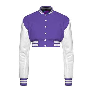 Veste en jean courte matelassée pour femmes en gros 2025, style baseball varsity, vêtements d'extérieur personnalisés, lettreman, coton - Product Image 1