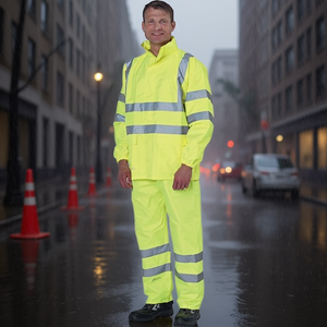 Veste de pluie jaune haute visibilité taille M, imperméable et très visible - Product Image 3