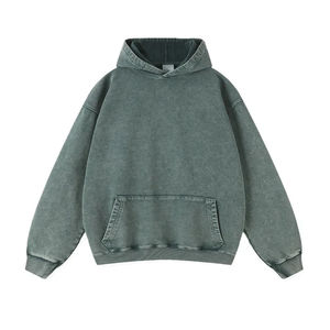 Pull à capuche surdimensionné personnalisé en tissu éponge 100 % coton, 420 g/m², effet vieilli délavé à l'acide, col rond, fourniture ODM - Product Image 1