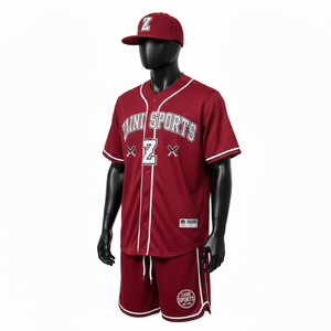 Ensemble short de baseball pour homme en tissu polyester léger, avec panneaux contrastants marron et logo personnalisé en twill. - Product Image 4