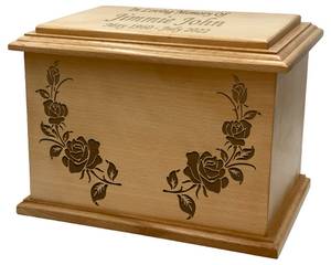 โกศไม้สำหรับงานศพส่วนตัวลายกุหลาบเถาไม้โกศพร้อมแกะสลักสำหรับงานศพส่วนตัวลายดอกไม้กุหลาบ - Product Image 2