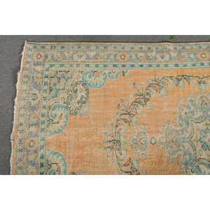 Tapis en laine Patchwork bleu Orange traditionnel 5.9x9.7 pieds Design turc Vintage pour salon couloir Rectangle modèle Latex - Product Image 3