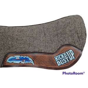 Western Hot Sale Equestrian <b>Wool</b> <b>Felt</b> Saddle Pad Gray 25mm Thick <b>Felt</b> Smart Tooled Harness Leather Wholesale Price Customize OEM - Product Image 3