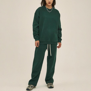 Poliéster Algodón Casual Cuello redondo Fleece Otoño Invierno Traje de sudor de gran tamaño Buena calidad Conjunto de camisa de sudor Mujeres personalizado - Product Image 6