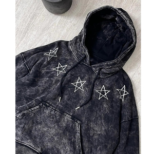 Custom High Quality Acid Wash Vintage <b>Double</b> Layer Fleece Winter Breathable Sun Faded Hoodie Distressed Sweatshirt Pockets - Product Image 3
