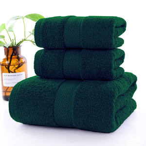 Tùy Chỉnh Logo Tinh Khiết Cotton Dày Mềm Thấm Màu Xanh Lá Cây Tắm Vuông Khăn Set - Product Image 1